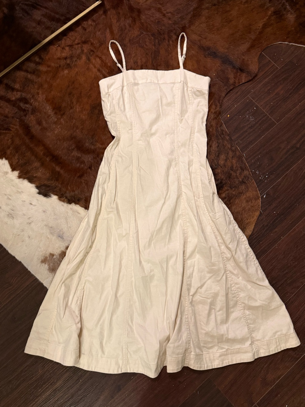 Banana Republic Cream Midi Spaghetti-Strap Dress